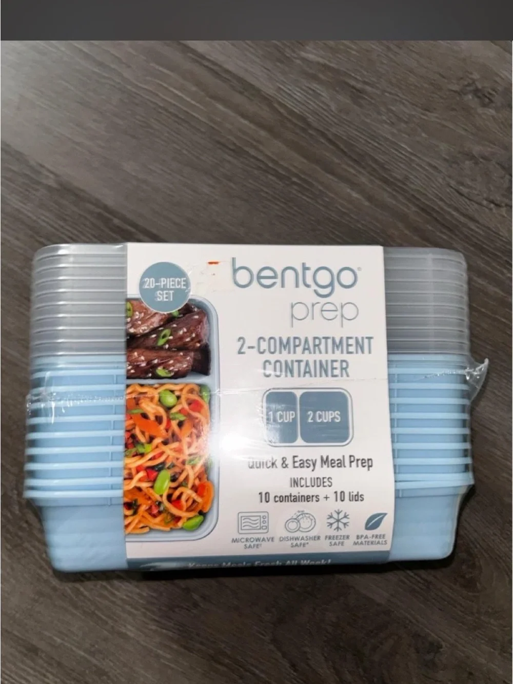 NEW- Bentgo Prep- 20 Piece 2 Compartment Containers & Lids